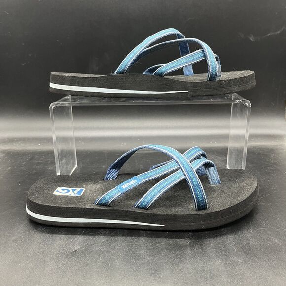 Teva Mush Women's Olowahu Strappy Flip Flop Sandals Size 7 Blue Multi - Picture 1 of 6